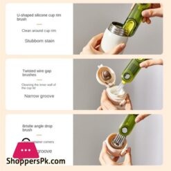 Hot Creative 3 In 1 Bottle Cleaning Brush Multifunctional Cup Cleaning Brush Water Bottle Cleaning Tool Mini Silicone U Shaped Brush
