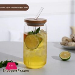 Durable Tea Juice Milk Glass Cup Can Shape Coffee Mug Glass Drink Cup With Straw High Borosilicate Glass Drinkware