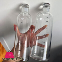 Glass Water Bottle With Portable Outdoor Sports Fitness Student Cup Drinking Mug Drinkware 1000 Ml - Clear