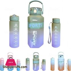 Gradient Color 3 Pcs Water Bottle Set Bpa Free Plastic Water Bottle 22 3 Pcs Water Bottle With Straw 68Oz 24Oz 10Oz Big Water Jug Includes 1 Cleaning Brush And 1 Straw Brush Free Bpa Free Water Bottle 2 Liter Water Bottles Plastic Water Bottle Gradient Green