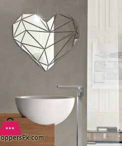 Heart Acrylic Mirror Wall Stickers 3d Creative Geometric Puzzle Heart Decoration Living Room Bedroom Art Wall Acrylic Decor