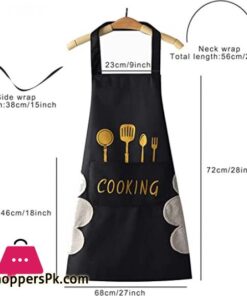 Kitchen Cooking Apron With Hand-Wipe Pockets Waterproof For Cooking Baking 12 Kitchen Cooking Apron With Hand Wipe Pockets Waterproof For Cooking Baking