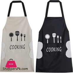 Kitchen Cooking Apron With Hand-Wipe Pockets Waterproof For Cooking Baking 12 Kitchen Cooking Apron With Hand Wipe Pockets Waterproof For Cooking Baking