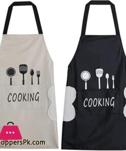 Kitchen Cooking Apron With Hand-Wipe Pockets Waterproof For Cooking Baking 14 Kitchen Cooking Apron With Hand Wipe Pockets Waterproof For Cooking Baking