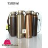 Large Capacity 1500Ml Sus304 Stainless Steel Water Bottle Insulated Thermos Hot Cold Vacuum Flask With Leather Cover