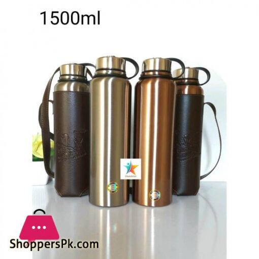 Large Capacity 1500ml SUS304 Stainless Steel Water Bottle Insulated Thermos Hot Cold Vacuum Flask with Leather Cover