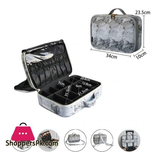 Professional Portable Marble Design Makeup Cosmetics Travel Makeup Artist Storage Bag With Compartment for Cosmetics Makeup Brushes Toiletry Travel Bag Organizer
