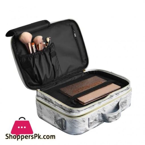 Professional Portable Marble Design Makeup Cosmetics Travel Makeup Artist Storage Bag With Compartment for Cosmetics Makeup Brushes Toiletry Travel Bag Organizer