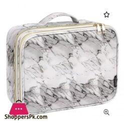 Professional Portable Marble Design Makeup Cosmetics Travel Makeup Artist Storage Bag With Compartment For Cosmetics Makeup Brushes Toiletry Travel Bag Organizer