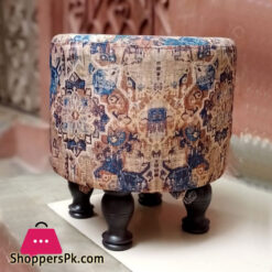 Round Ottoman Stool Wooden Soft Rest Chair Footstool Seat (Set of 2 )