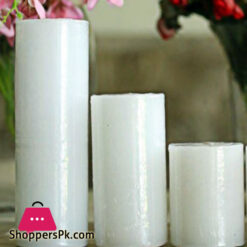White Pillar Candle Long Burn Time Price In Pakistan Set Of 3