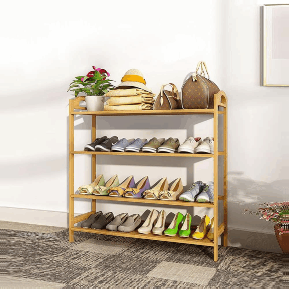 Shoe Racks Pakistan Bamboo Wood Shoe Rack 4 Layers in Pakistan