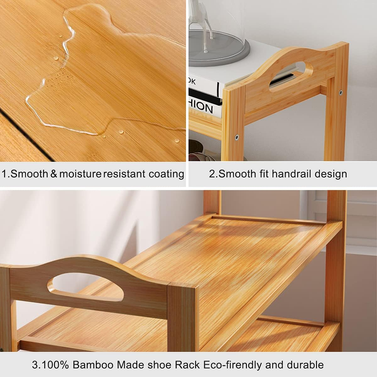 Bamboo Wood Shoe Rack 4 Layers