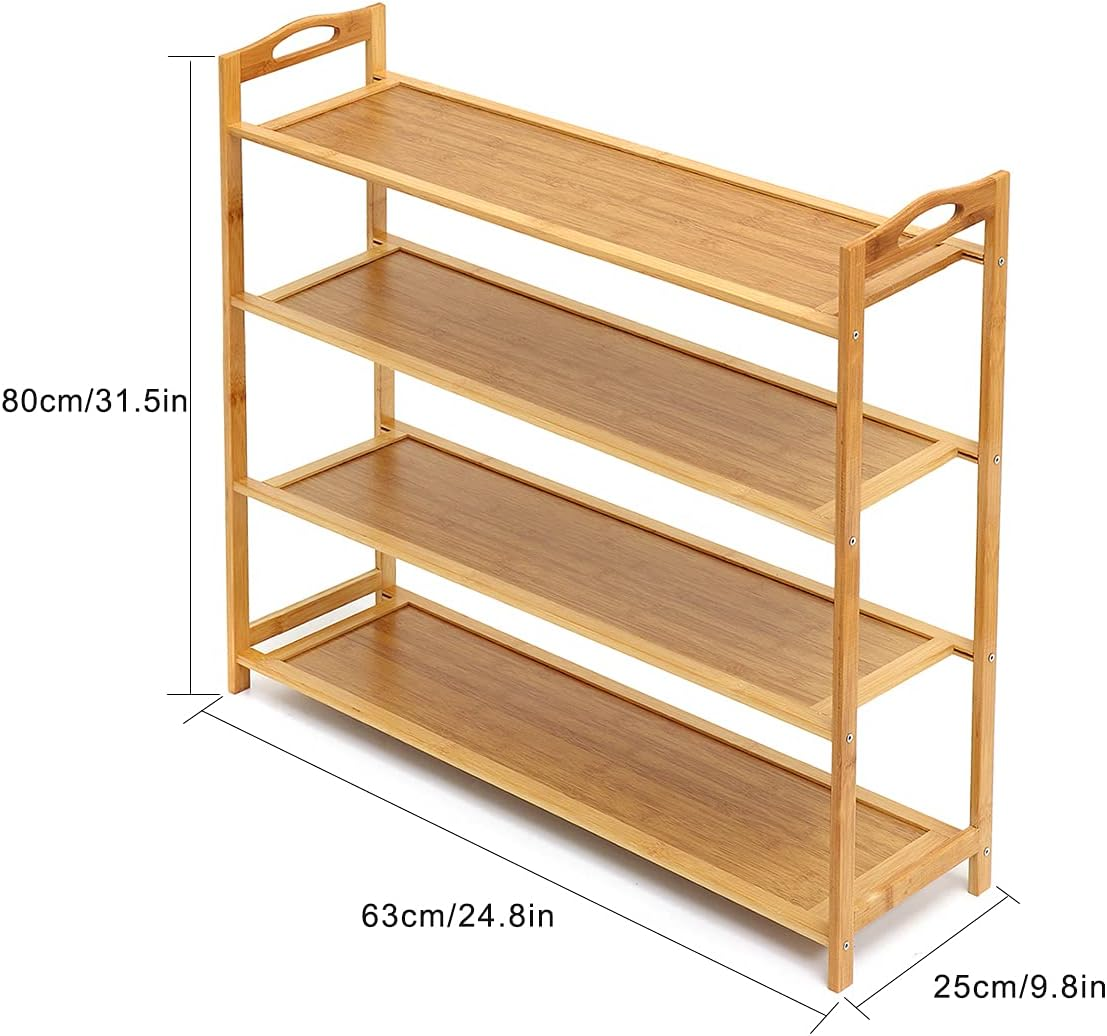 Bamboo Wood Shoe Rack 4 Layers