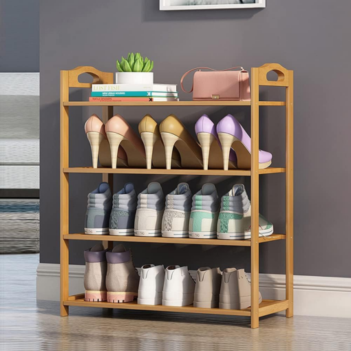 Shoe Racks Pakistan Bamboo Wood Shoe Rack 4 Layers in Pakistan