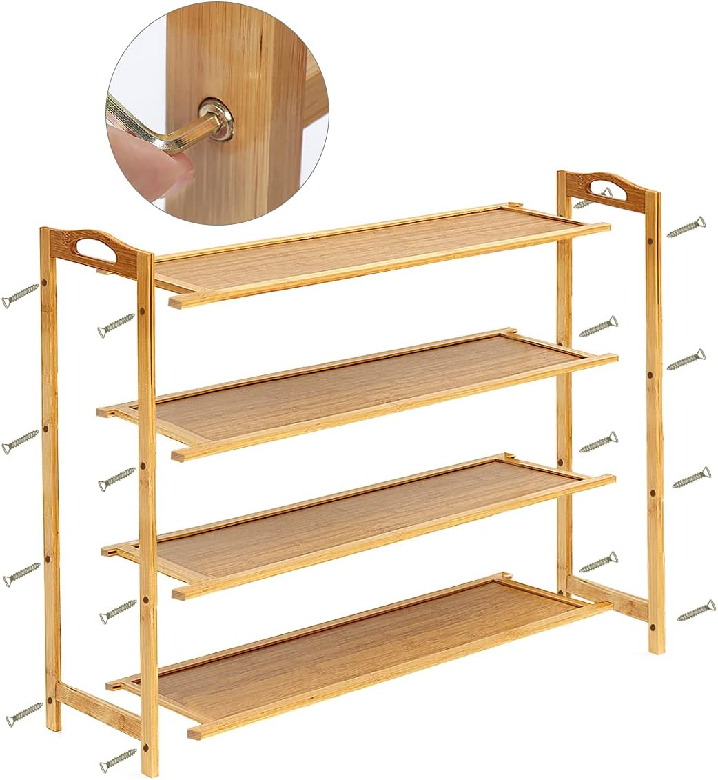 Bamboo Wood Shoe Rack 4 Layers