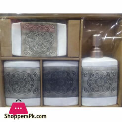 Beautiful Floral Design Ceramic Bathroom Set Of 4 Pcs