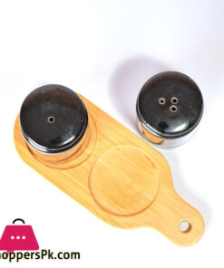 Ceramic Abstract Designed Salt And Pepper Shakers With Bamboo Base Set Of 2 6 Ceramic Abstract Designed Salt And Pepper Shakers With Bamboo Base Set Of 2 - Image 2