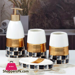 Ceramic Bathroom Accessories Set of 4 Bath Set with Soap Dispenser 10081