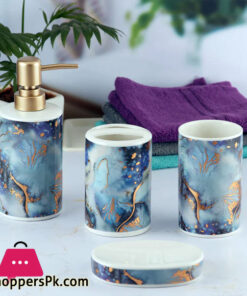Ceramic Bathroom Accessories Set of 4 Bath Set with Soap Dispenser