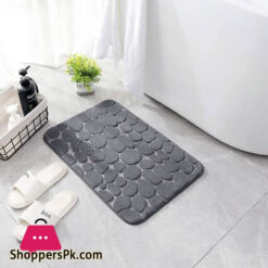 Cobblestone Embossed Bathroom Bath Mat, Coral Fleece Non-Slip Carpet In Bathtub Floor Rug For Shower Room Doormat Memory Foam Pad 50 X 80Cm