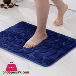 Cobblestone Embossed Bathroom Bath Mat, Coral Fleece Non-slip Carpet In Bathtub Floor Rug For Shower Room Doormat Memory Foam Pad  40 x 60cm