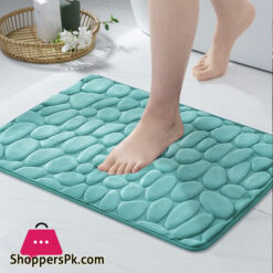 Cobblestone Embossed Bathroom Bath Mat, Coral Fleece Non-Slip Carpet In Bathtub Floor Rug For Shower Room Doormat Memory Foam Pad 50 X 80Cm