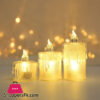 Flameless Led Candles Light Plastic Pillar Flickering Candle Night Light For Home Set Of 3