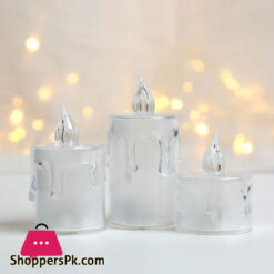 Flameless Led Candles Light Plastic Pillar Flickering Candle Night Light For Home Set Of 3