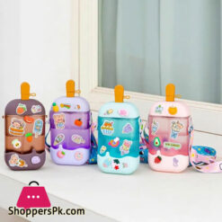 Girls Water Sippy Cup Ice Cream Stick Lady Water Bottles With Straw Leakproof Water Bottles Outdoor Women's Sports Gym Bottle