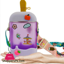 Girls Water Sippy Cup Ice Cream Stick Lady Water Bottles With Straw Leakproof Water Bottles Outdoor Women'S Sports Gym Bottle