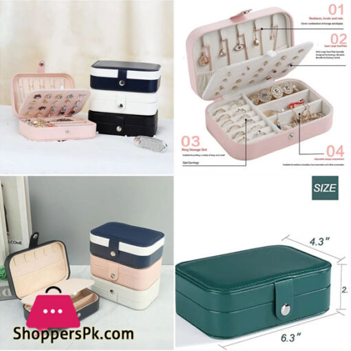 Large Capacity Jewelry Box Double Drawer Earrings Necklace Ring Storage Box Outdoor Travel Portable Jewelry Storage Box