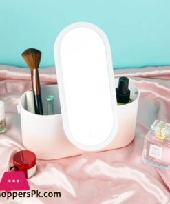 Makeup Storage Box with Mirror Light Portable Led Travel Makeup Cosmetics Storage Box Touch Light Storage Organizer