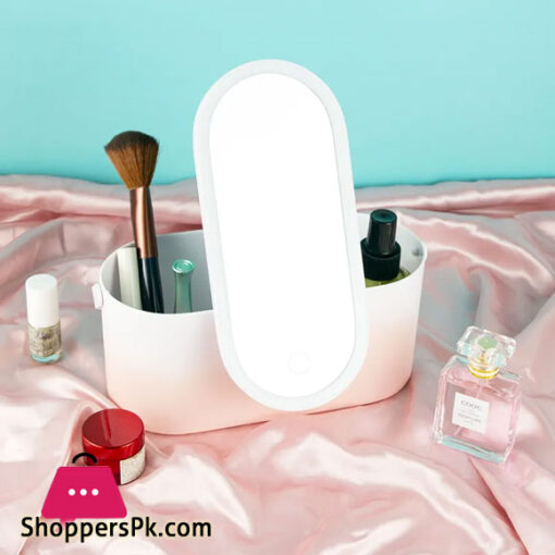 Makeup Storage Box with Mirror Light Portable Led Travel Makeup Cosmetics Storage Box Touch Light Storage Organizer