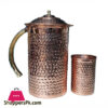 Pure Copper Hammered Pitcher Jug with lid capacity Water with Glass