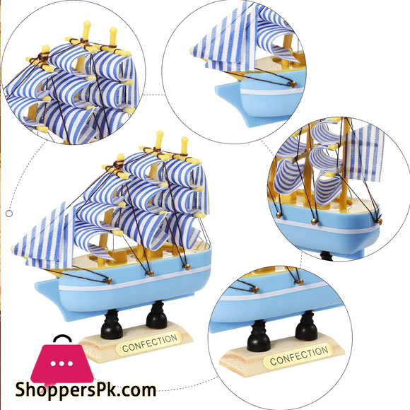 Sailing Ship Model Decor Wooden Miniature Sailing Boat Handmade Vintage Nautical Sail Ship For Tabletop - Image 2