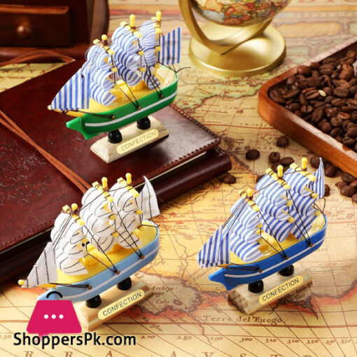 Sailing Ship Model Decor Wooden Miniature Sailing Boat Handmade Vintage Nautical Sail Ship for Tabletop