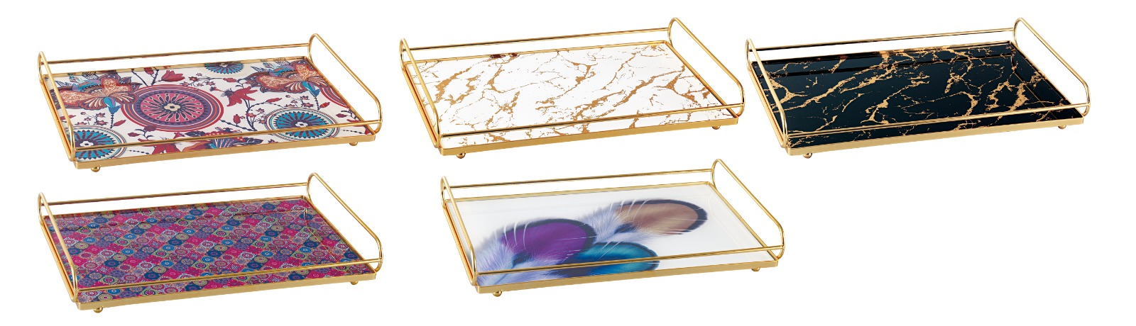 Solecasa Metal Branch Handle Rectangle Tray Decor Glass Art Luxury Jewelry Storage Tray Coffee Table Drinkware Serving Platter