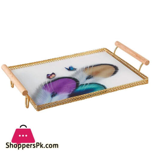 Solecasa Luxury Glass Tray Style 2 with Wooden Handle