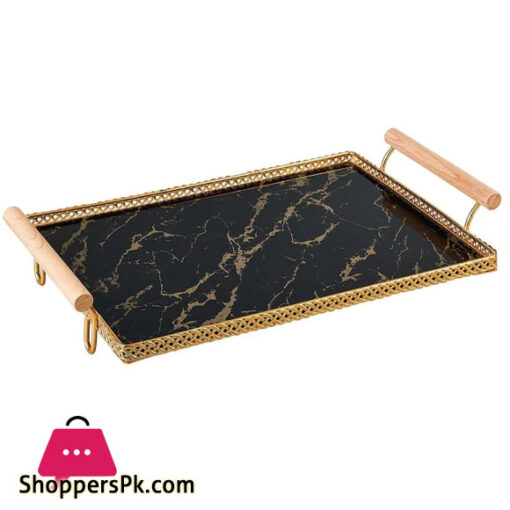 Solecasa Luxury Glass Tray Style 2 with Wooden Handle