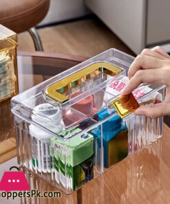 Storage Box Makeup Organizer Box Dustproof Plastic Storage Container Portable Desktop Organizer Clear Medicine Storage Box (Medium)