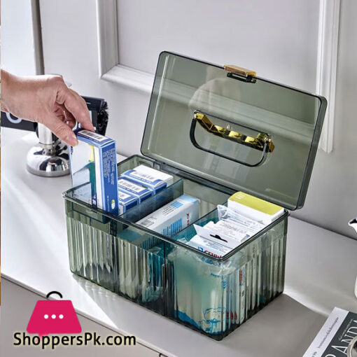 Storage Box Makeup Organizer Box Dustproof Plastic Storage Container Portable Desktop Organizer Clear Medicine Storage Box (Large)