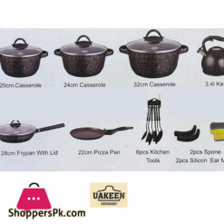 Uakeen Germany 20 Pieces Non Stick Granite Cookware Set