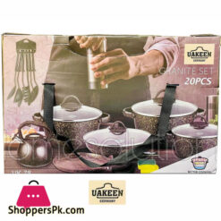 Uakeen Germany 20 Pieces Non Stick Granite Cookware Set