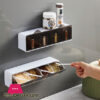 Wall Mounted Spice Container Stackable Drawer 4 Condiment Box Salt Pepper Storage Hodler Kitchen Organizer With Hooks