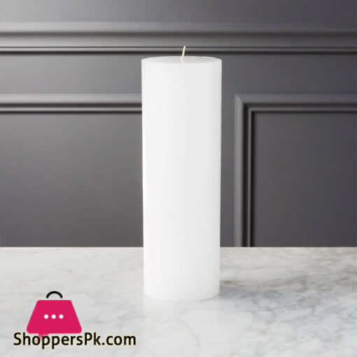 White Pillar Candle Long Burn Time Price in Pakistan 9 x 3 Inch - Large 1 Pc