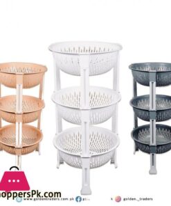 3 Tier Kitchen Plastic Fruit Vegetable Basket Round