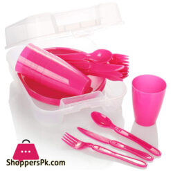 31-Piece Picnic Set Picnic Basket &Amp; Reusable Tableware Set For 6 Person Ideal Picnic Case For Camping Home Beach And Backpacking