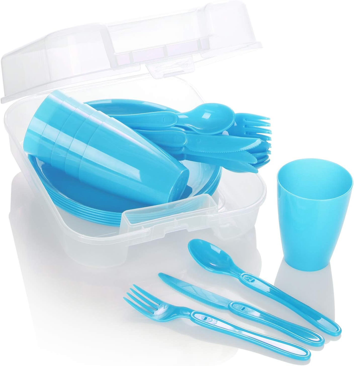 31-Piece Picnic Set Picnic Basket &Amp; Reusable Tableware Set For 6 Person Ideal Picnic Case For Camping Home Beach And Backpacking