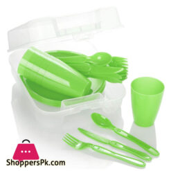 31-Piece Picnic Set Picnic Basket &Amp; Reusable Tableware Set For 6 Person Ideal Picnic Case For Camping Home Beach And Backpacking